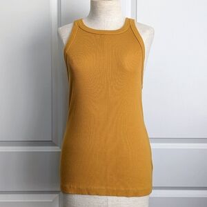James Perse Tank Top Ribbed Knit Sleeveless 100% Cotton Solar Yellow L (3) NWT